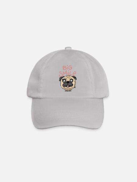 Mops Big Smile - Baseballkappe - Grau