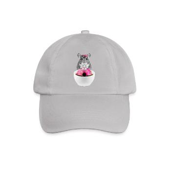 Lustiger Hamster mit rosa Donuts und Schleife - Baseballkappe - Grau - Vorne