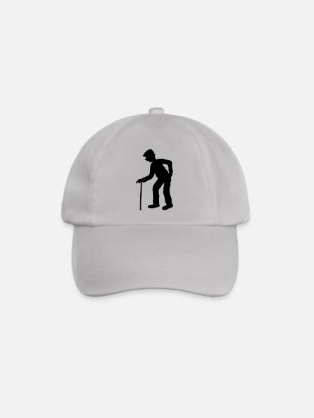 stock hut gehen ruecken opa grossvater alt rente e - Baseballkappe - Grau