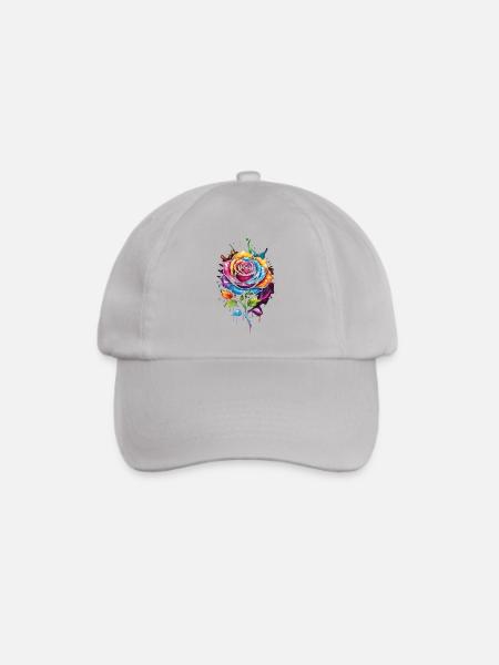 Blume - Regenbogen Rosa - Baseballkappe - Grau
