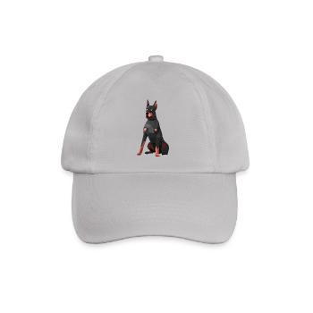 Moderner Dobermann – Low-Poly-Kunst - Baseballkappe - Grau - Vorne