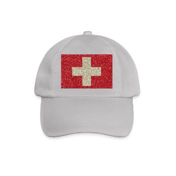 Schweizerfahne Glitzer Heimat Tradition Flagge - Baseballkappe - Grau - Vorne