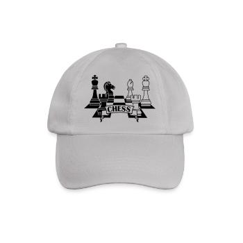 Schachfiguren mit Text CHESS - Baseballkappe - Grau - Vorne