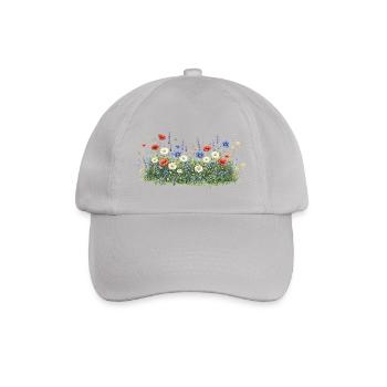 Bunte Wildblumenwiese mit Margeriten - Baseballkappe - Grau - Vorne