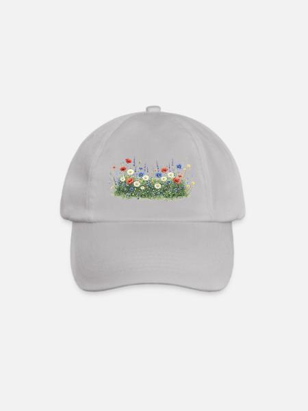 Bunte Wildblumenwiese mit Margeriten - Baseballkappe - Grau