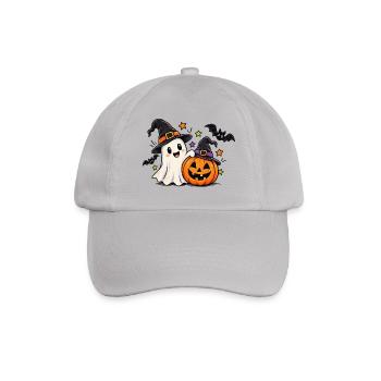  Halloweenfreude Geist und Kürbis - Baseballkappe - Grau - Vorne
