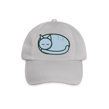 Schläfrige zusammengerollte Katze – Kleines Brustemblem - Baseballkappe - Grau - Vorne