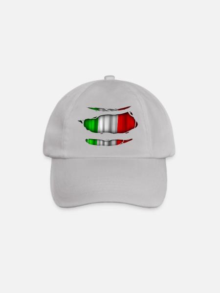 Italien Flagge Aufgerissen 017 - Baseballkappe - Grau