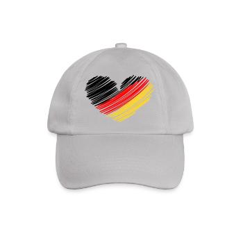 Deutschland Herz Deutschlandfahne - Baseballkappe - Grau - Vorne