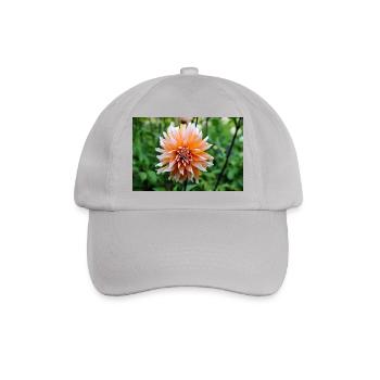 Dahlie orangen weiß Blüte ,Blume - Baseballkappe - Grau - Vorne