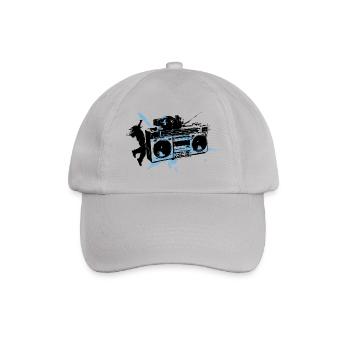 Blauer Grunge-Splash-Boombox - Baseballkappe - Grau - Vorne