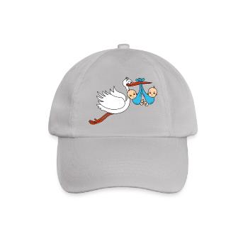 Storch Baby Zwillinge Babies Jungen2 - Baseballkappe - Grau - Vorne