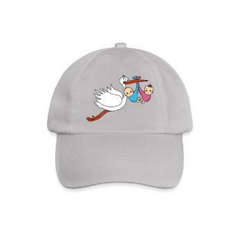 Storch Baby Zwillinge Babies Junge Mädchen - Baseballkappe - Grau - Vorne