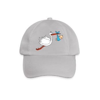 Storch Baby Junge Babies Schwanger - Baseballkappe - Grau - Vorne