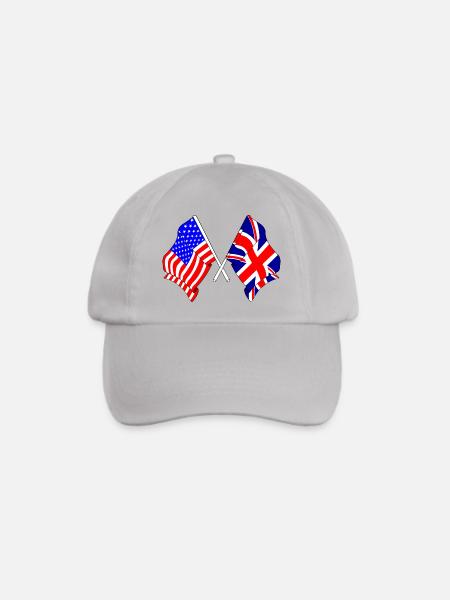 Flagge USA und Flagge England - Baseballkappe - Grau