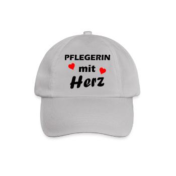 Pflegerin mit Herz - Baseballkappe - Grau - Vorne