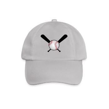 Baseball mit Baseballschläger über Kreuz - Baseballkappe - Grau - Vorne