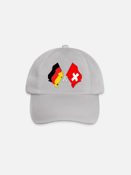 Flagge von Deutschland und Flagge Schweiz - Baseballkappe - Grau