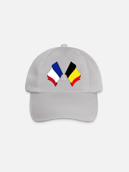 Flagge von Frankreich und Flagge von Belgien - Baseballkappe - Grau