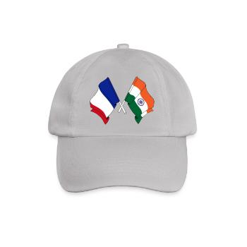 Flagge von Frankreich und Flagge Indien - Baseballkappe - Grau - Vorne