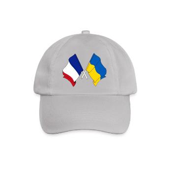 Flagge von Frankreich und Flagge Ukraine - Baseballkappe - Grau - Vorne