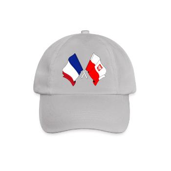 Flagge von Frankreich und Flagge Polen - Baseballkappe - Grau - Vorne