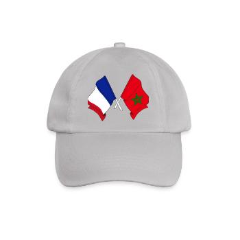 Flagge von Frankreich und Flagge von Marokko - Baseballkappe - Grau - Vorne