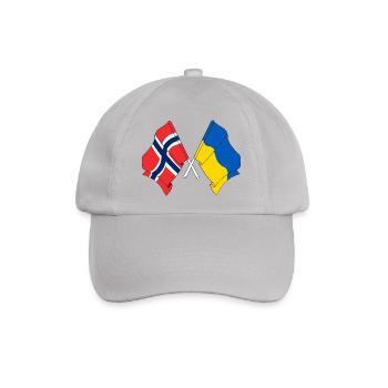 Flagge Norwegen, Flagge Ukraine - Baseballkappe - Grau - Vorne