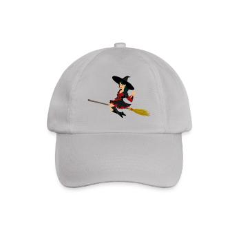 Hexe auf Besen - Baseballkappe - Grau - Vorne
