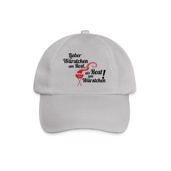 Würstchen am Rost Grillen Grill Geschenkidee - Baseballkappe - Grau - Vorne