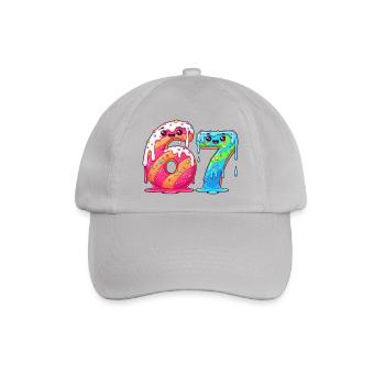 6 7 Kawaii Cartoon Numbers Illustration - Baseballkappe - Grau - Vorne