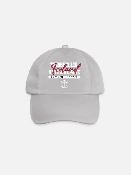 Þingvellir Nationalpark Island Koordinaten Souveni - Baseballkappe - Grau