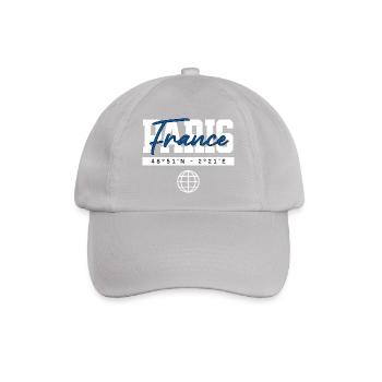 Paris Frankreich Koordinaten Reise Souvenir - Baseballkappe - Grau - Vorne