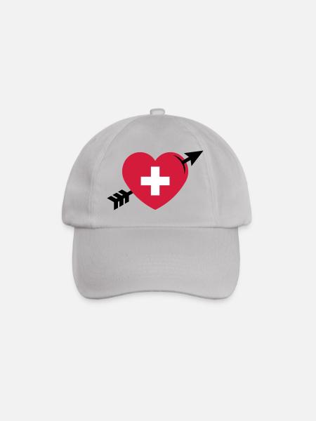 Heart - Swiss Cross Arrow (I Love Switzerland, 3C) - Baseball Cap - grey