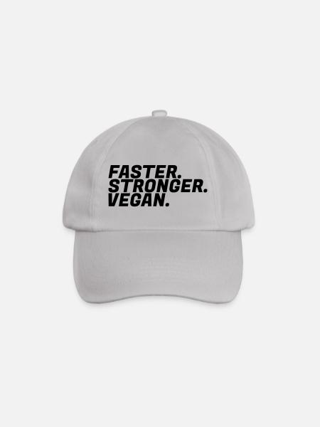 Faster, Stronger, Vegan Power Vegetarian Gift - Baseball Cap - grey