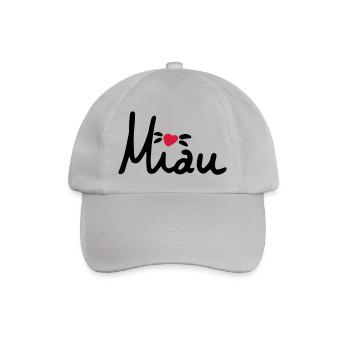 Miau sweet lettering with heart, cat, gift - Baseball Cap - grey - Front