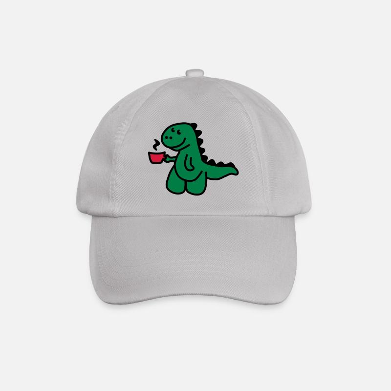 T-Rex liebt seinen Kaffee - Baseballkappe - Grau
