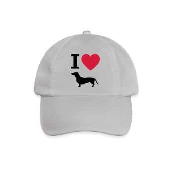 Ich liebe Dackel, Hund Herz und Hunde Silhouette - Baseballkappe - Grau - Vorne