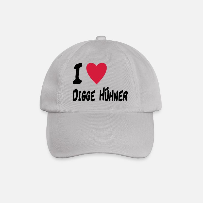 i love digge huehner - Baseballkappe - Grau
