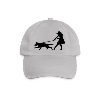 Hund zieht Frau 1 - Baseballkappe - Grau - Vorne