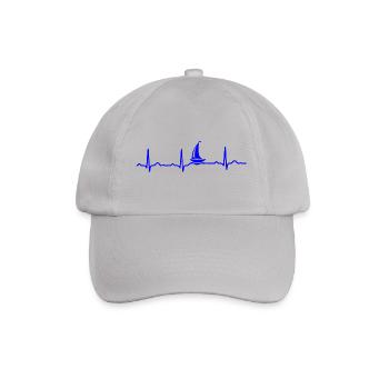 ECG HEART BOAT SAILING SHIP YACHT Blue - Baseball Cap - grey - Front