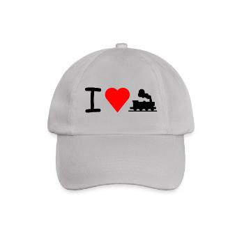 I love Lok Eisenbahn Lokomotive Bahn - Baseballkappe - Grau - Vorne