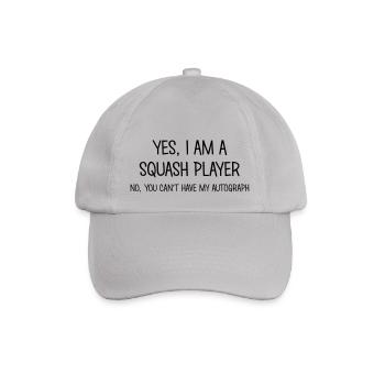 squash player yes no cant have autograph - Baseball Cap - grey - Front