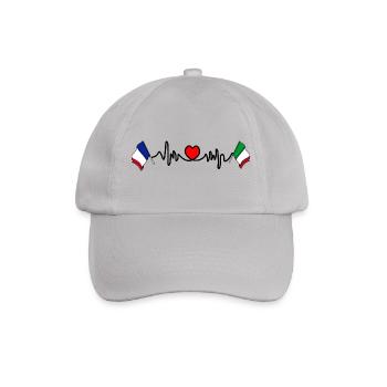 Cardio heart with Flag France and flag Italy - Baseball Cap - grey - Front