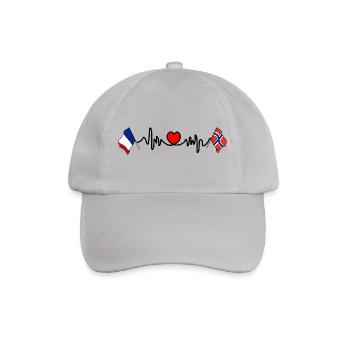 Cardioherz mit Flagge Frankreich und Flagge Norwegen - Baseballkappe - Grau - Vorne