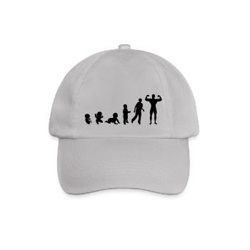 Evolution Mensch, Männer, Mann Bodybuilding-Sport - Baseballkappe - Grau - Vorne