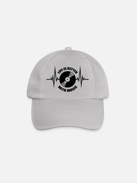 Life is Better with Music vinyl platte puls herzsc - Baseballkappe - Grau