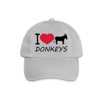 text i love love heart donkey horse pony small pack - Baseball Cap - grey - Front