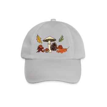 Autumn Mushroom Leaves Chestnut - Baseball Cap - grey - Front