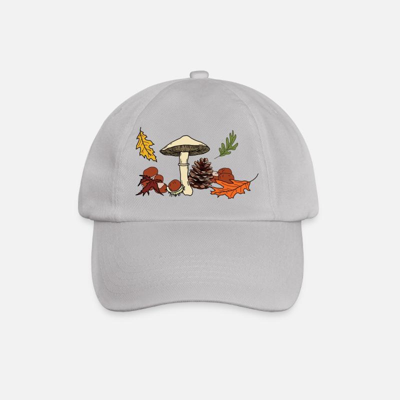 Herbst Pilz Blätter Kastanie - Baseballkappe - Grau